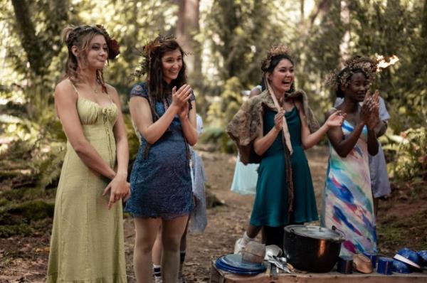 Ella Purnell, Sophie Nelisse, Alexa Barajas and Keeya King in Yellowjackets